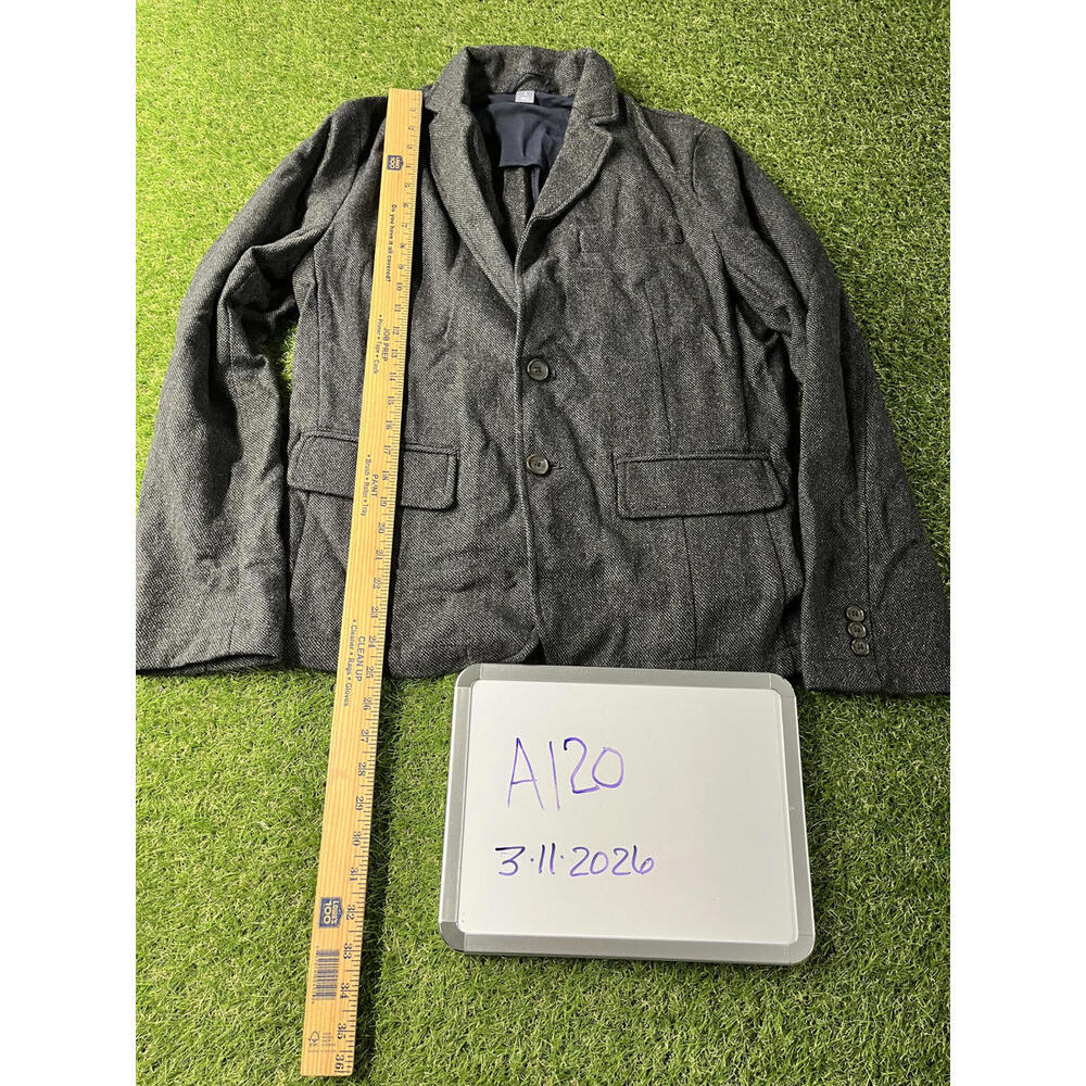 Old Navy Men's Gray Herringbone Blazer Jacket Size S wool blend